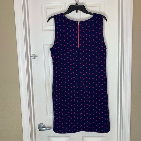 Adrienne Vittadini Navy and Pink Polka Dot Dress Size 12 - Picture 5 of 9